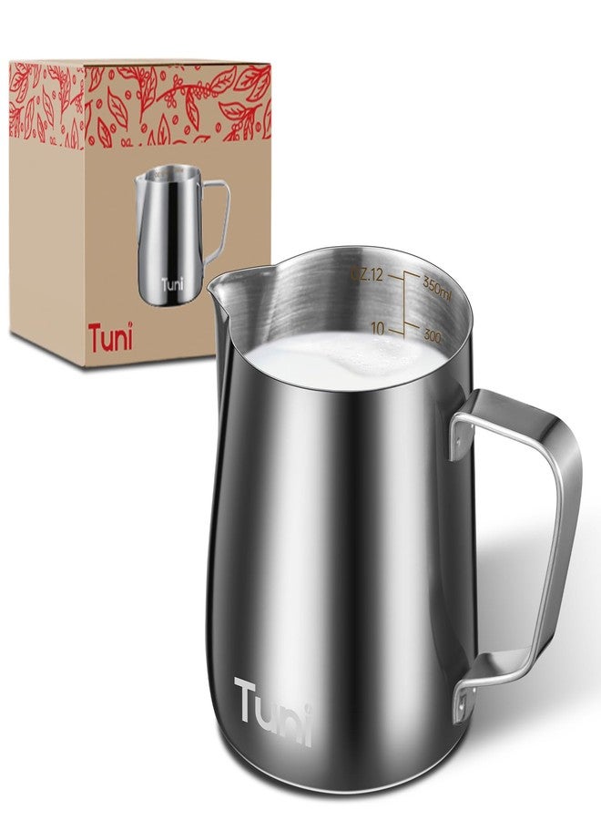 Tuni Milk Frothing Pitcher, 12oz/350ml Stainless Steel Milk Jug Steaming Cup, Milk Coffee Cappuccino Latte Art Steam Creamer Frother Pitcher - Image 1